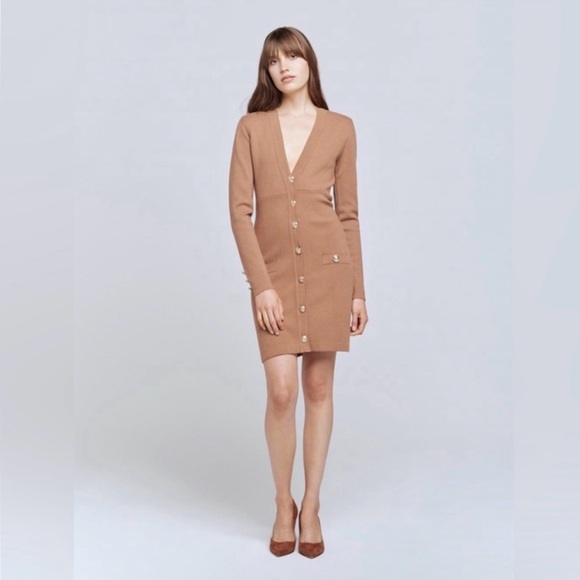 L’AGENCE Breanna mini brown button down long sleeve dress, Size small - Picture 2 of 11